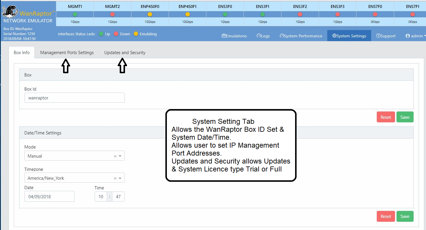 System Settings Screen